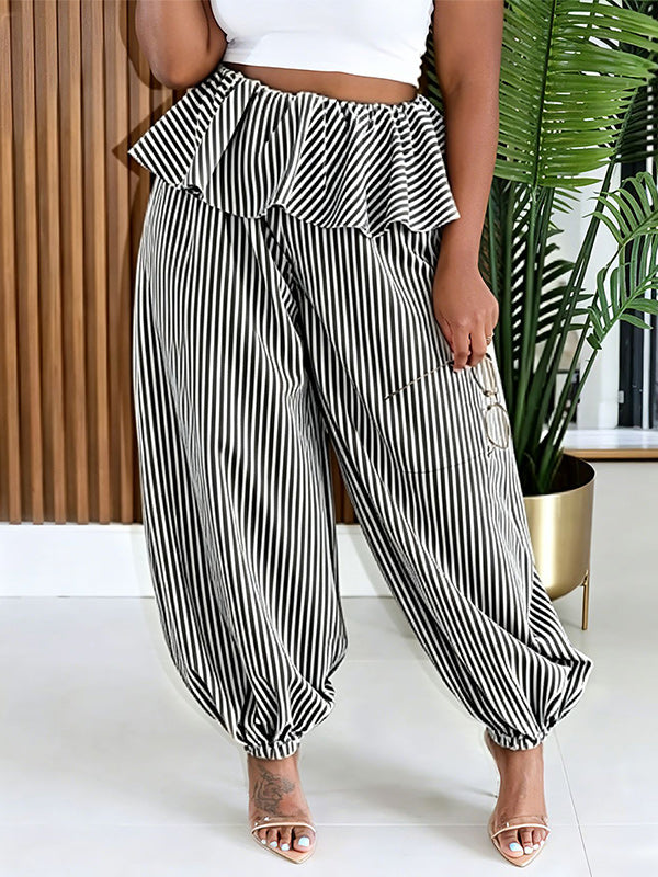 Stripe Peplum Jogger Pants