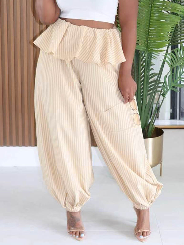 Stripe Peplum Jogger Pants