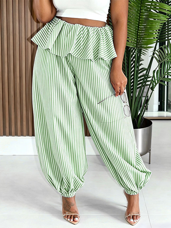 Stripe Peplum Jogger Pants