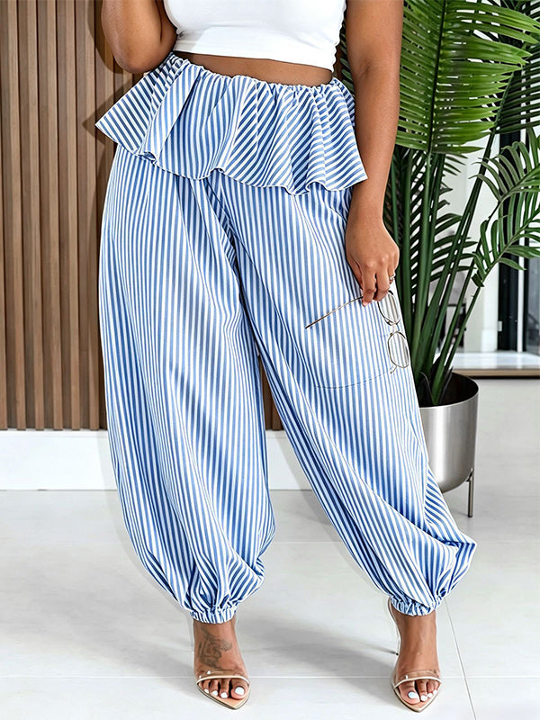 Stripe Peplum Jogger Pants