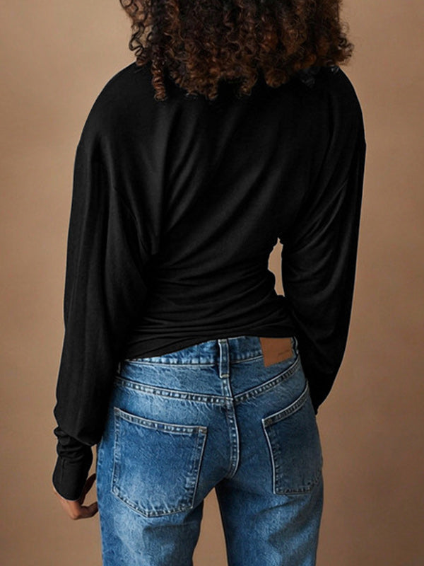 Solid Button-Front Top