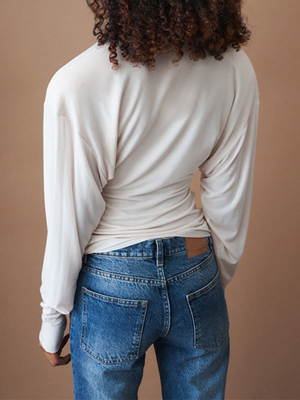 Solid Button-Front Top