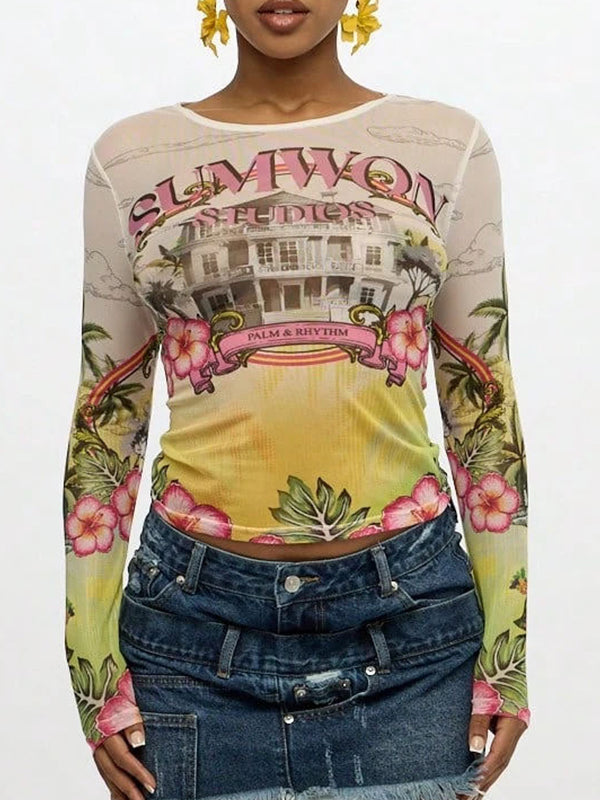 Printed Sheer Tee