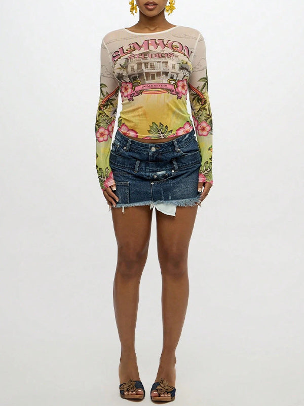 Printed Sheer Tee