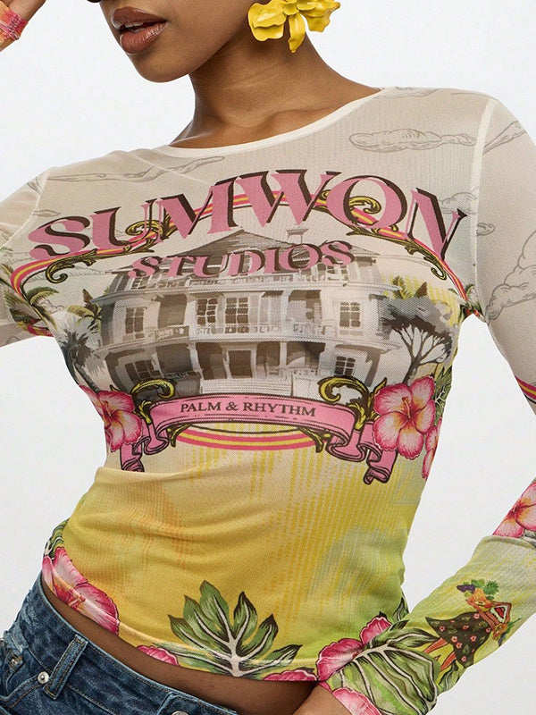Printed Sheer Tee