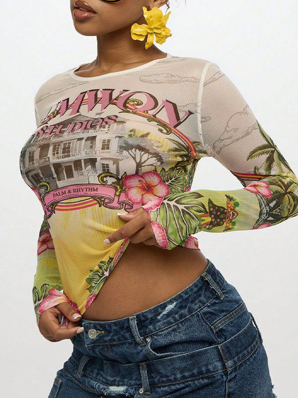 Printed Sheer Tee