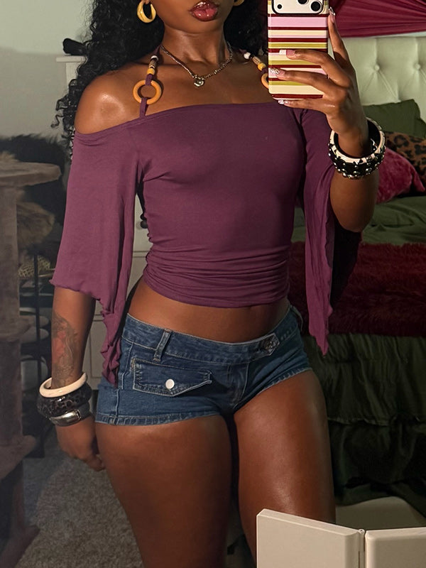 Off-Shoulder Halter Top