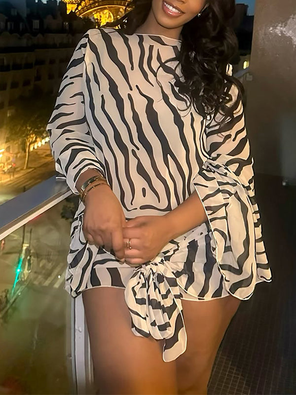 Zebra Print Tied Dress