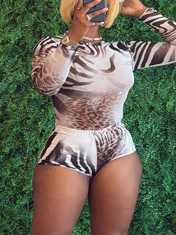 Leopard Sheer Top & Shorts Set