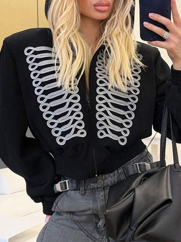 Printed Zip-Front Hoodie