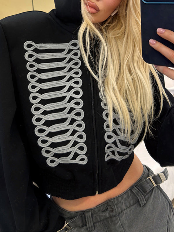 Printed Zip-Front Hoodie