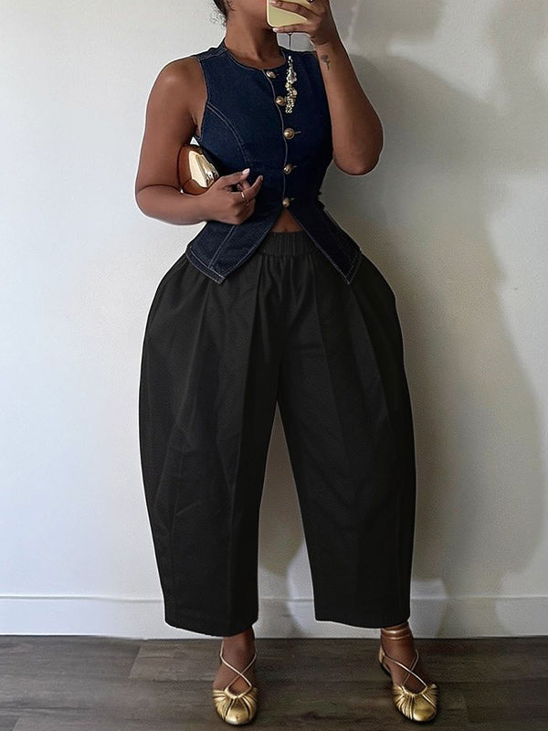 Wide Leg Barrel Pants
