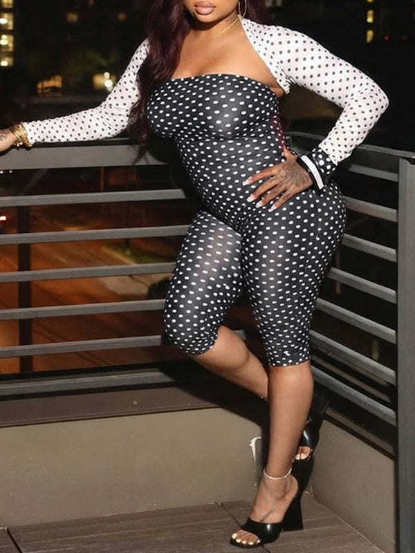 Dot 2PC Capri Jumpsuit Set