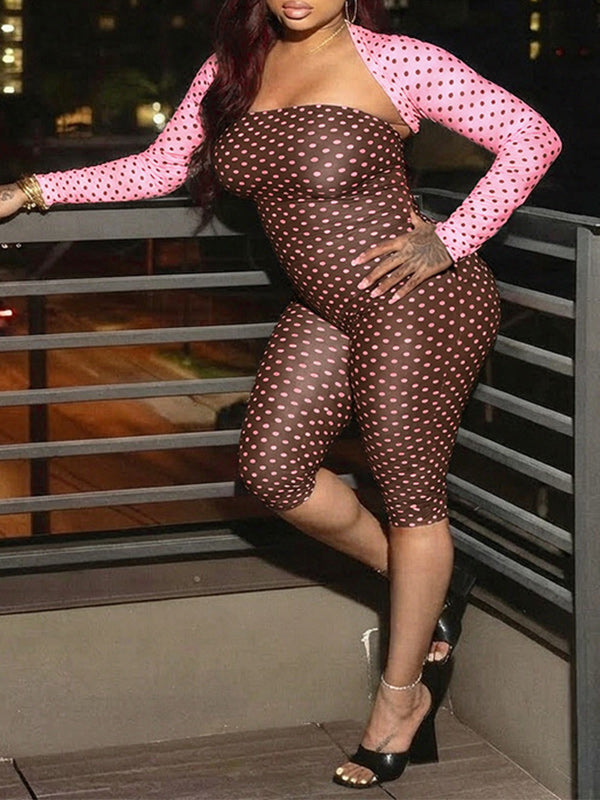 Dot 2PC Capri Jumpsuit Set