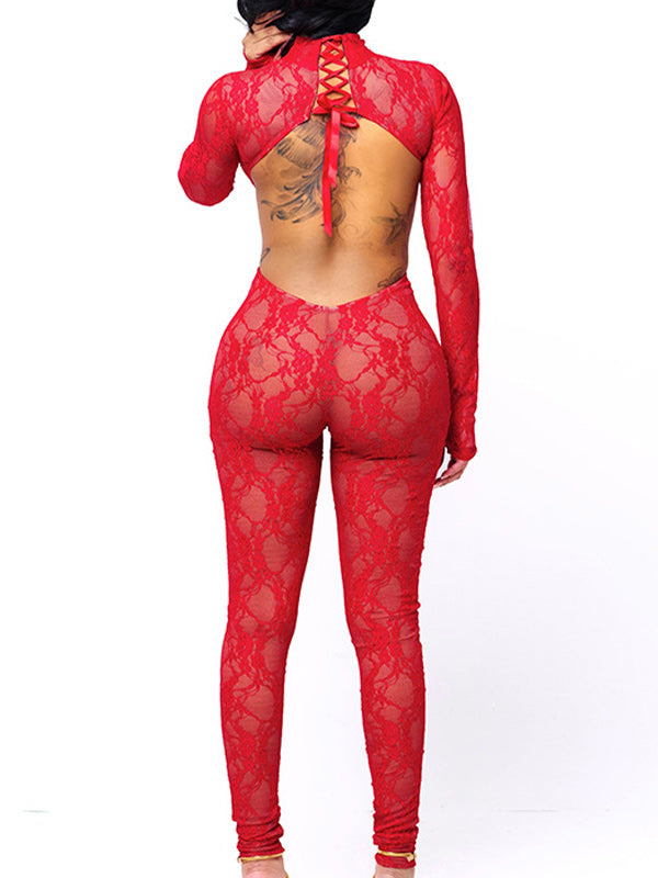 Lace Open-Back Jumpsuit