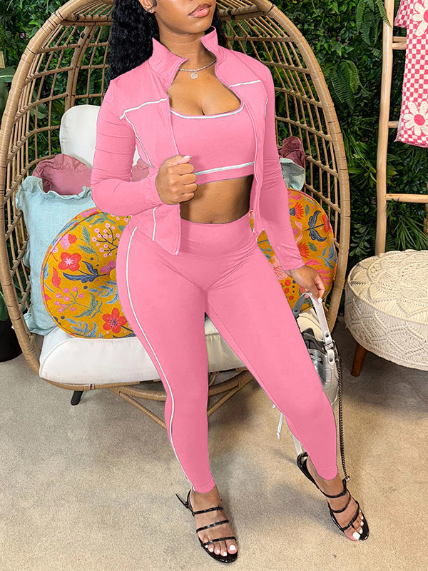 Stripe Jacket 3PC Pants Set