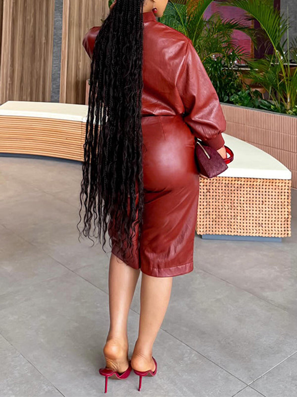 Faux-Leather Jacket & Bermuda Shorts Set