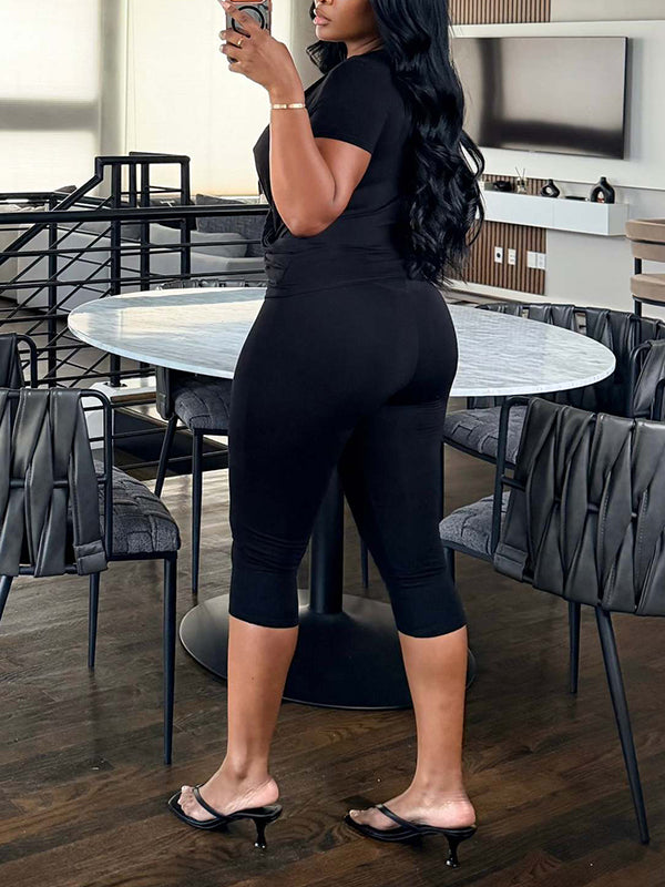V-Neck Capri Pants Set