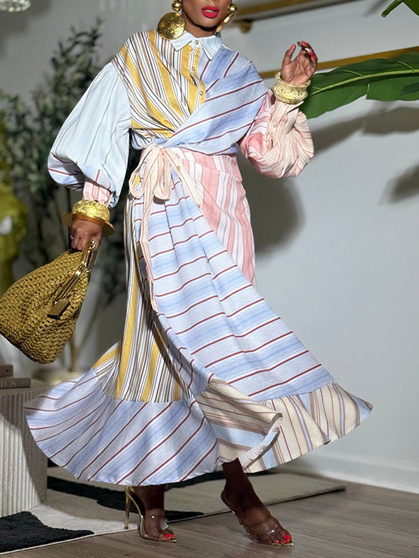 Stripe Tied Shirt Dress