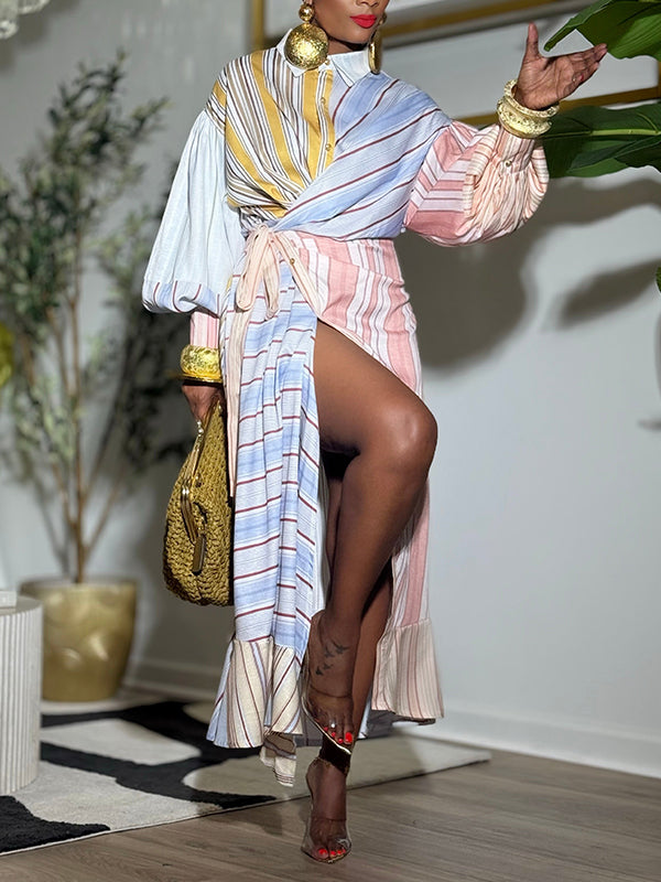 Stripe Tied Shirt Dress