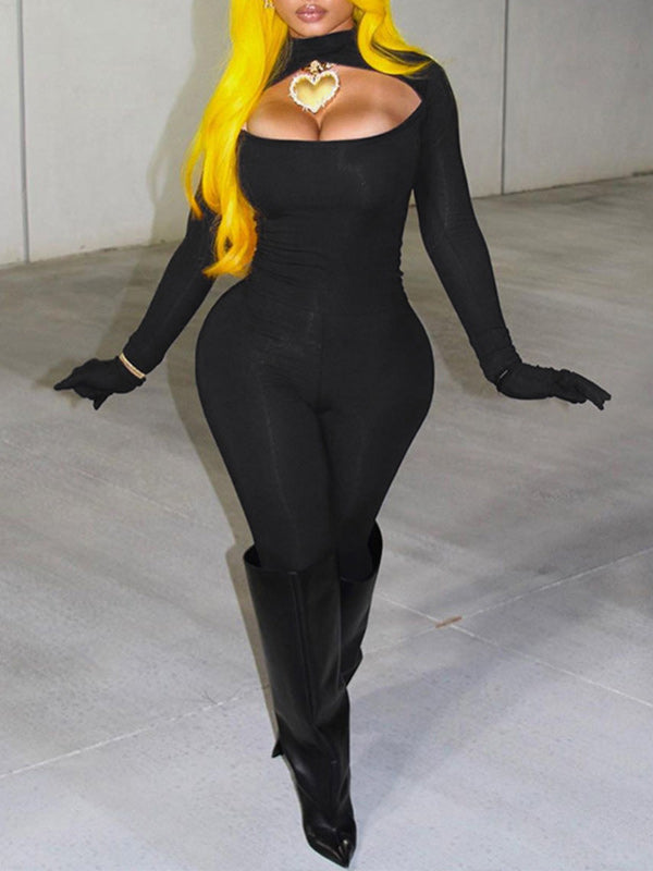 Solid Cutout Skinny Jumpsuit