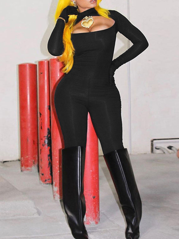 Solid Cutout Skinny Jumpsuit