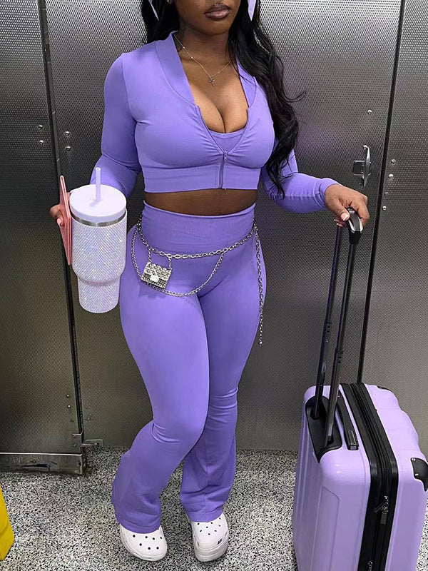 Solid 3PC Pants Set