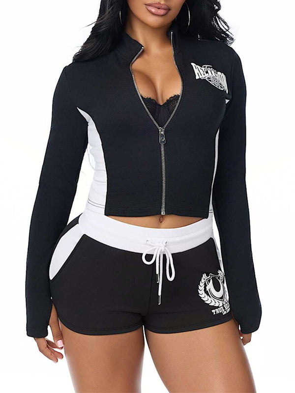 Zip-Front Jacket & Shorts Set