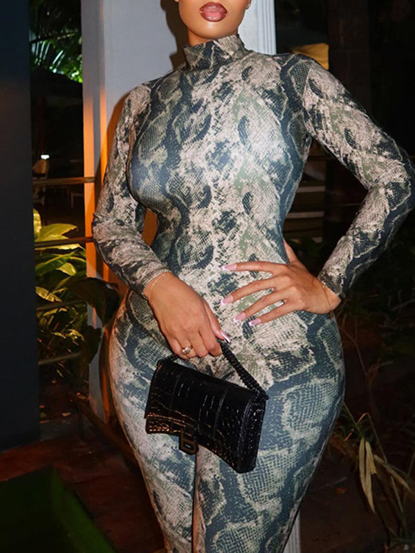 Snake-Print Open-Back Jumpsuit