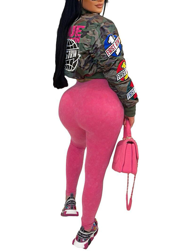 Printed Zip-Front Bomber Jacket