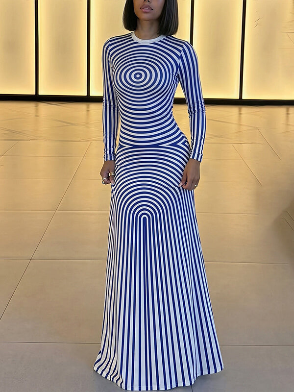 Printed Round-Neck Maxi Dress