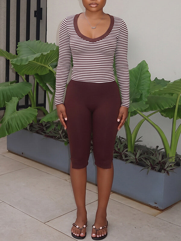 Stripe Tee & Capri Pants Set