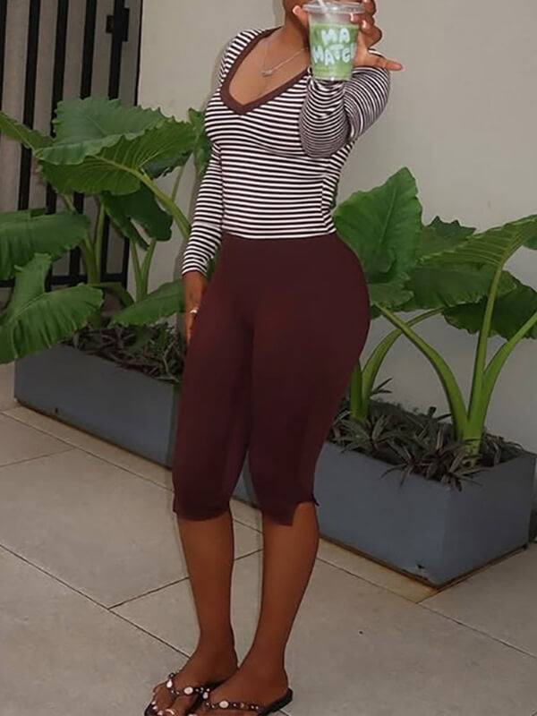 Stripe Tee & Capri Pants Set