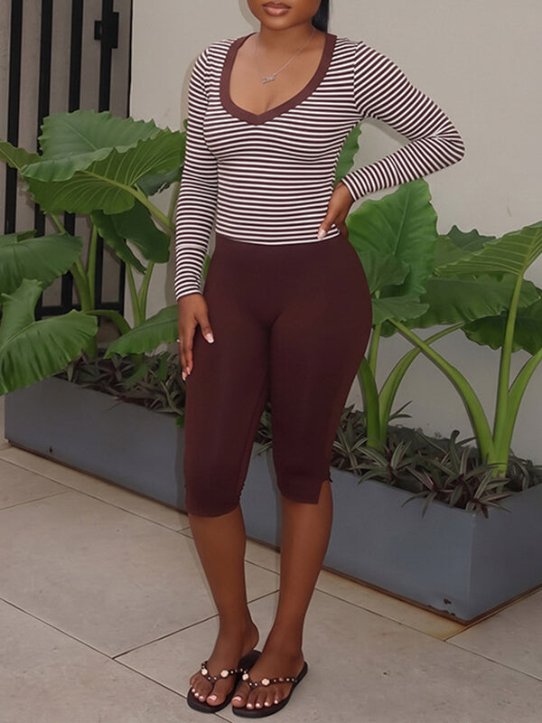 Stripe Tee & Capri Pants Set