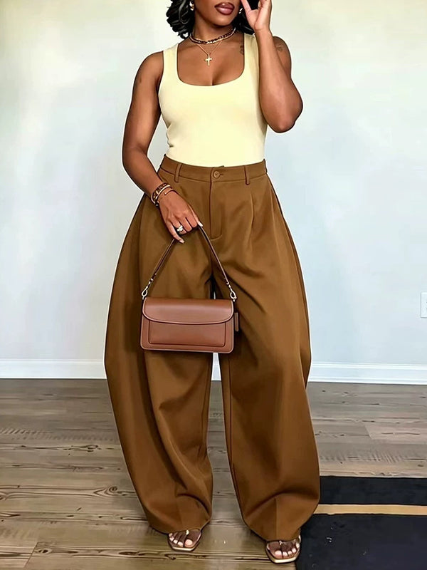 Solid Wide-Leg Pants