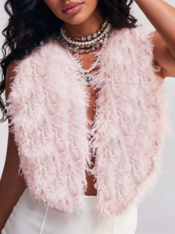 Faux-Fur Halter Top