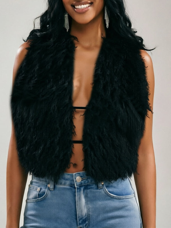 Faux-Fur Halter Top