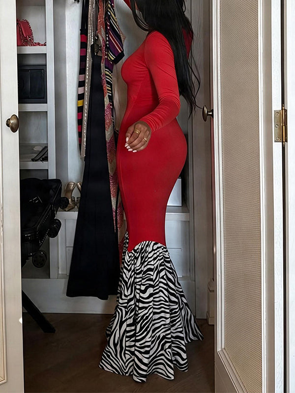 Printed Combo Mermaid Dress