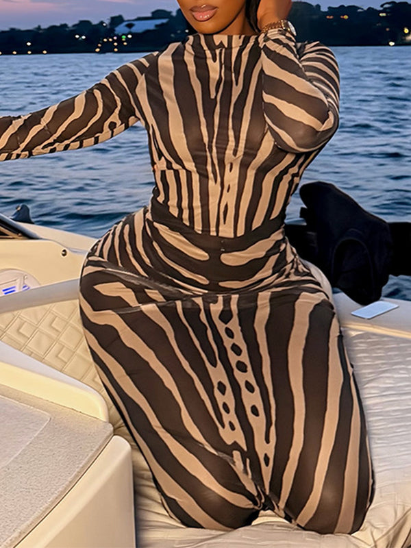 Printed Open-Back Bodycon Dress