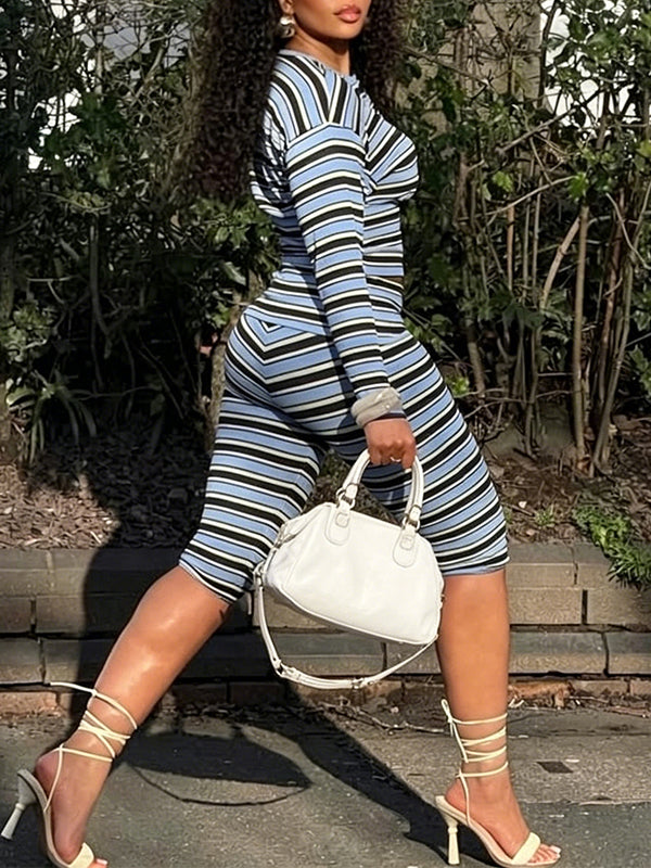 Stripe Button Top & Capri Pants Set