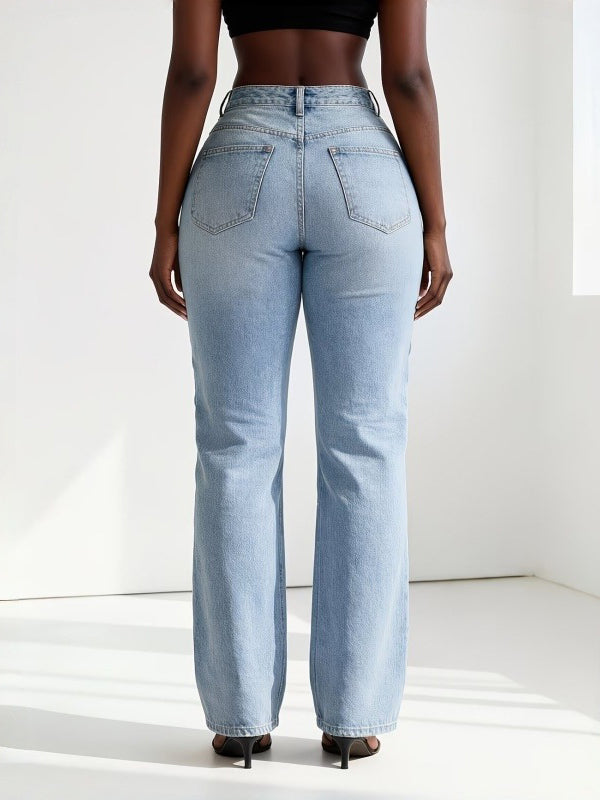 Eyelet Straight Jeans