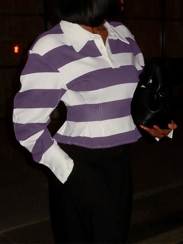 Stripe Fitted Polo Top