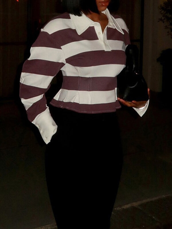 Stripe Fitted Polo Top