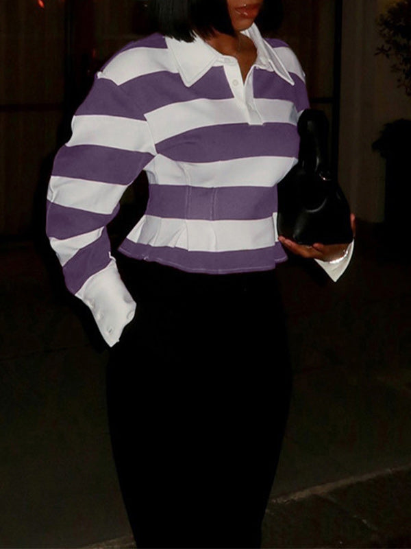 Stripe Fitted Polo Top