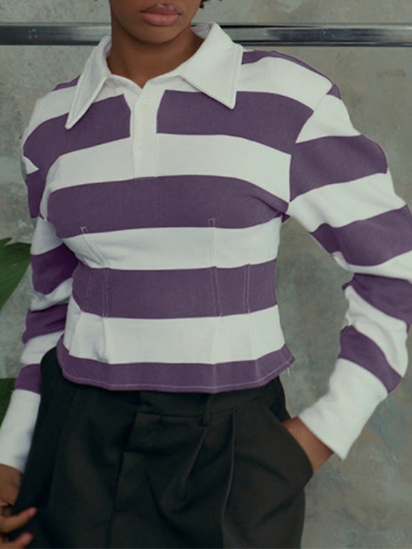 Stripe Fitted Polo Top
