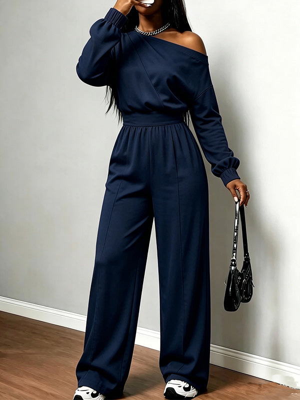 Boat-Neck Sweatshirt & Pants Set