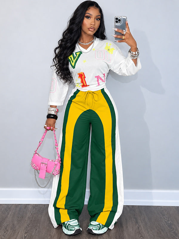 Colorblock Wide-Leg Pants