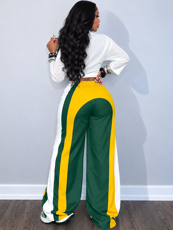 Colorblock Wide-Leg Pants