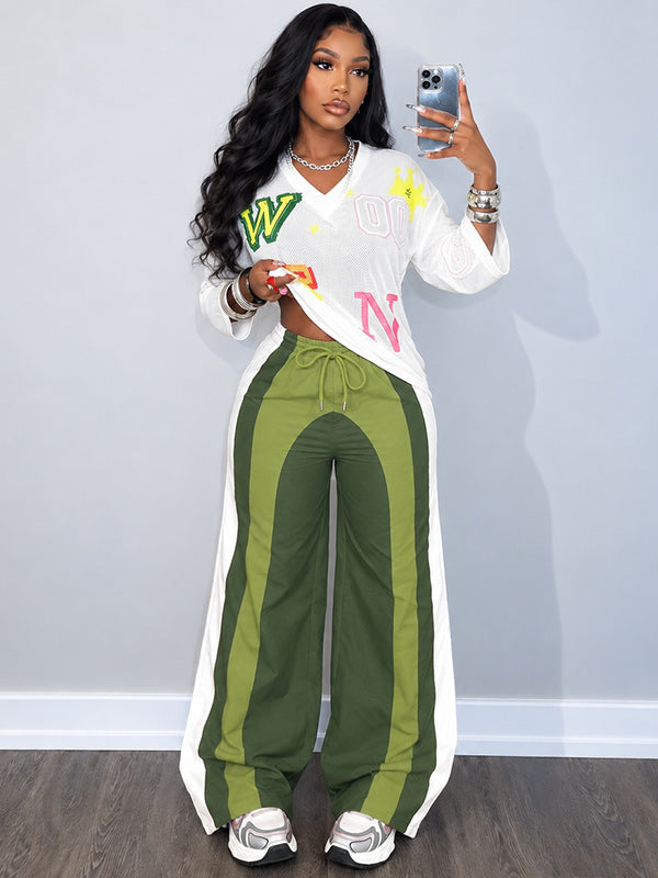 Colorblock Wide-Leg Pants