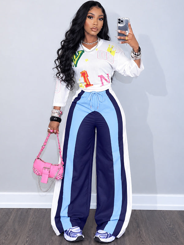 Colorblock Wide-Leg Pants